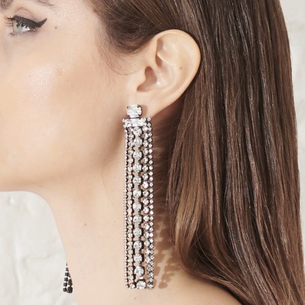 Orecchini pendente frange di strass